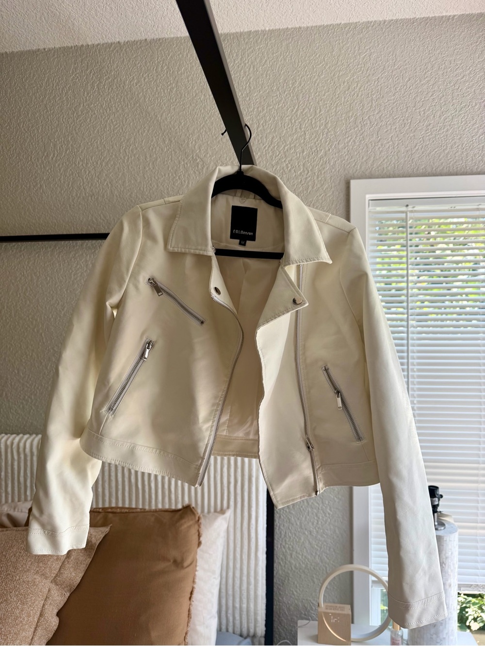 Faux Leather White Moto Jacket